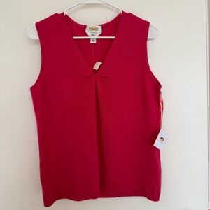 Talbots Sleeveless V-Neck 100% Pure Cashmere Tank in Pink Large